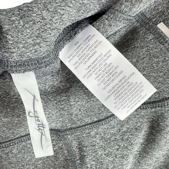 X By Gottex NWOT Gray Mid Mise Cropped Black Mesh Skinny Leggings Size M - Picture 5 of 5